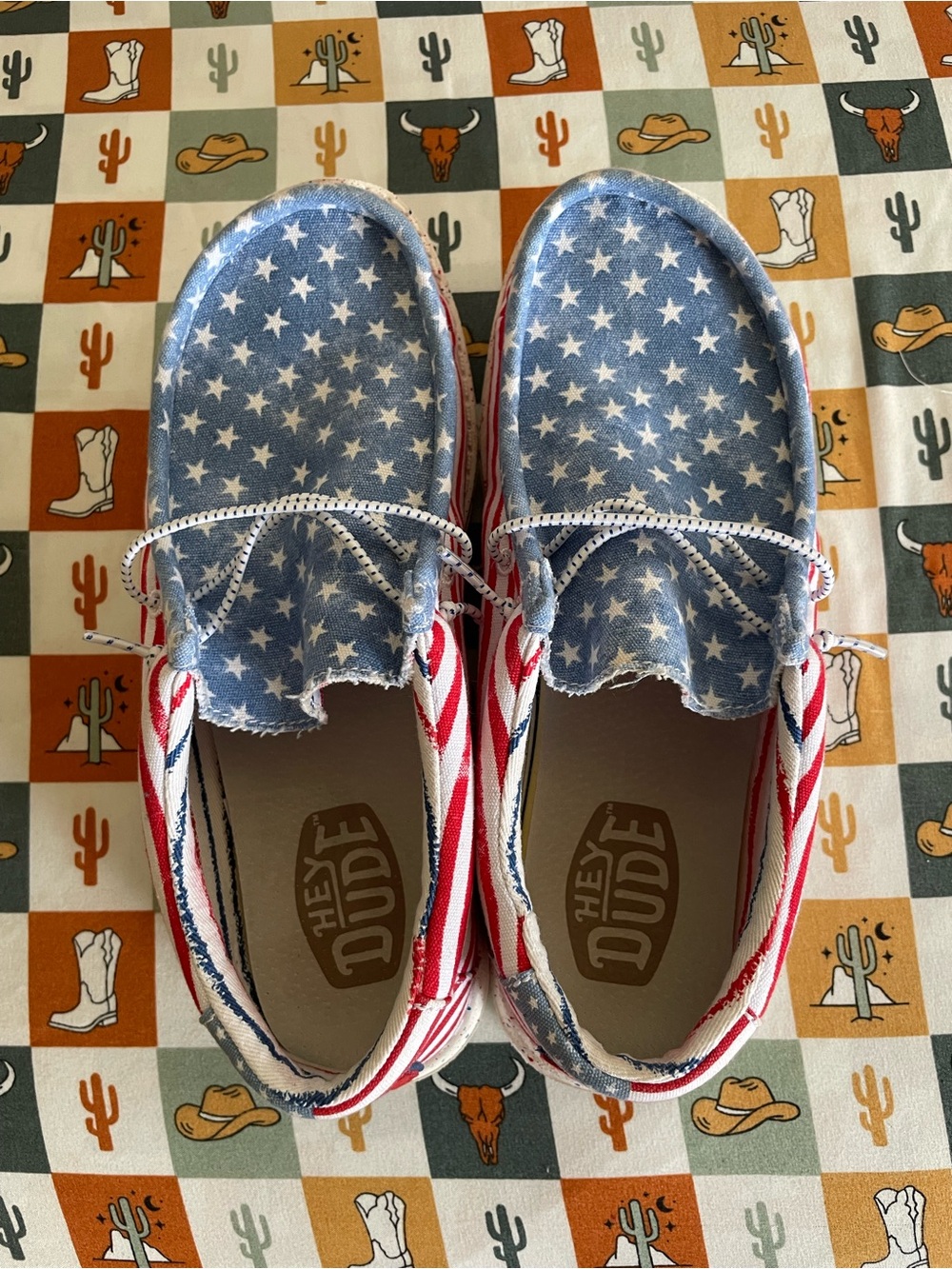 Hey Dude Kids Americana Slip-On Shoes - Blue, Red, White